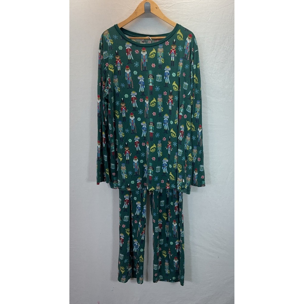 Little Sleepies Mens XXL Green Bamboo Christmas Pajama Set Nutcracker Lounge